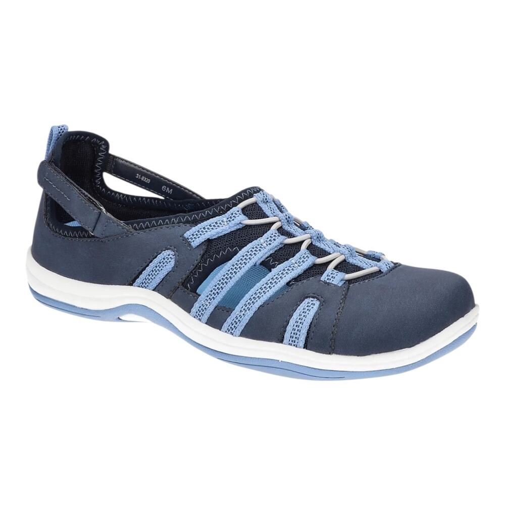 Easy Street Women's Sport Zaba Athleisure Flat Sneakers Navy Blue Size 7 1/2